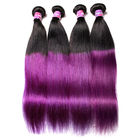 Extensiones peruanas 1B/color púrpura del cabello humano del pelo recto 7A Ombre