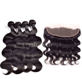 Extensiones malasias del pelo de la armadura del pelo de Remy del malasio con el oído frontal de 13 x 4 cordones al oído