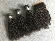 Paquetes rizados del pelo rizado del pelo peruano seguro de la Virgen 8A con el cierre rizado rizado 4x4