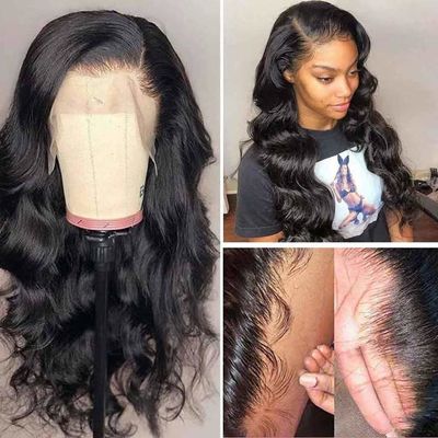 pelucas llenas del cabello humano del cordón de Glueless de la onda del cuerpo 250g